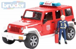 BRUDER 02528 Jeep Wrangler Rubicon hasii funkn set s figurkou