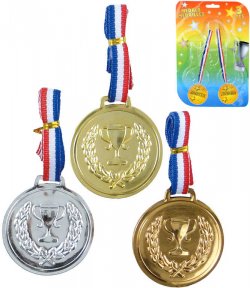 Sada 3 plastov medaile trikolora pro vtze na kart