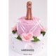 Textilní dort k narozeninám růžovobílý šampaňské