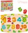 HAPE DŘEVO Baby čísla na desce puzzle vkládací s úchyty 10 dílků