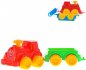 Baby vláček barevný set lokomotiva + vagón s obličejem 2 barvy p
