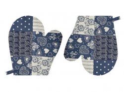 Dtsk chapky Patchwork modr - sada 2 ks