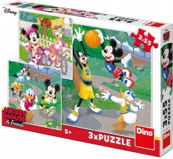 DINO Puzzle 3x55 dlk Mickey a Minnie sportovci 18x18cm sklda