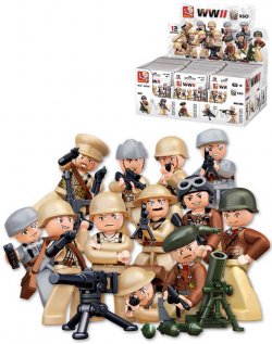 SLUBAN ARMY WWII Mini figurka vojk 12 druh set s doplky ke st