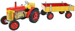 KOVAP Traktor Zetor retro model 1:25 plechov erven na klek