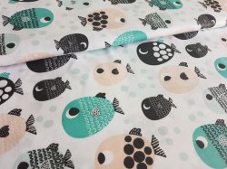 Bavlnn ltka metr - Buclat rybky na bl