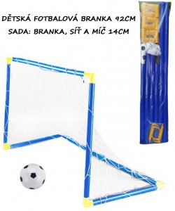 Dtsk modr skldac fotbalov branka 92x56x63cm sada s mem