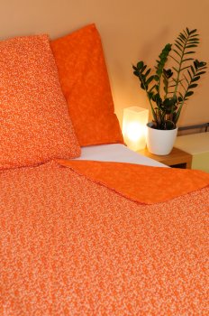 LUXUSNÍ Bavlněné povlečení oranž lístečky batika 140x200, 70x90