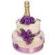 Narozeninový dort smetanový se šampaňským fialové růže