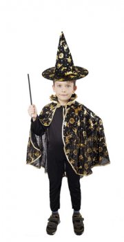 Komplet kostým čaroděj II plášť, hůlka a klobouk [33895-k]
