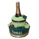 Textilní dort z ručníků pro muže se šampaňským zelený