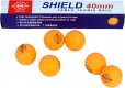 Míčky na stolní tenis ping pong Shield oranžové set 6ks 4cm krab