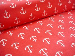 Bavlnn nmonick ltka metr - Bl kotviky na erven