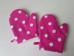 Dětské chňapky Růžové, bílý puntík 17mm - sada 2ks Dětské chňapky Růžové, bílý puntík 17mm - sada 2ks