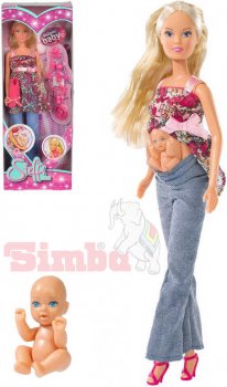 SIMBA Steffi thotn panenka set s miminkem v bku a doplky