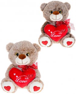 PLY Medvdek sedc 20cm se srdkem 2 barvy *PLYOV HRAKY*